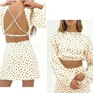 S WeWoreWhat Silky-feel Long Sleeve Crop Top
